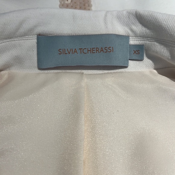 Silvia Tcherassi Pearl Single Breasted Blazer with Sequin Stripe to Centre Back - Picture 12 of 17